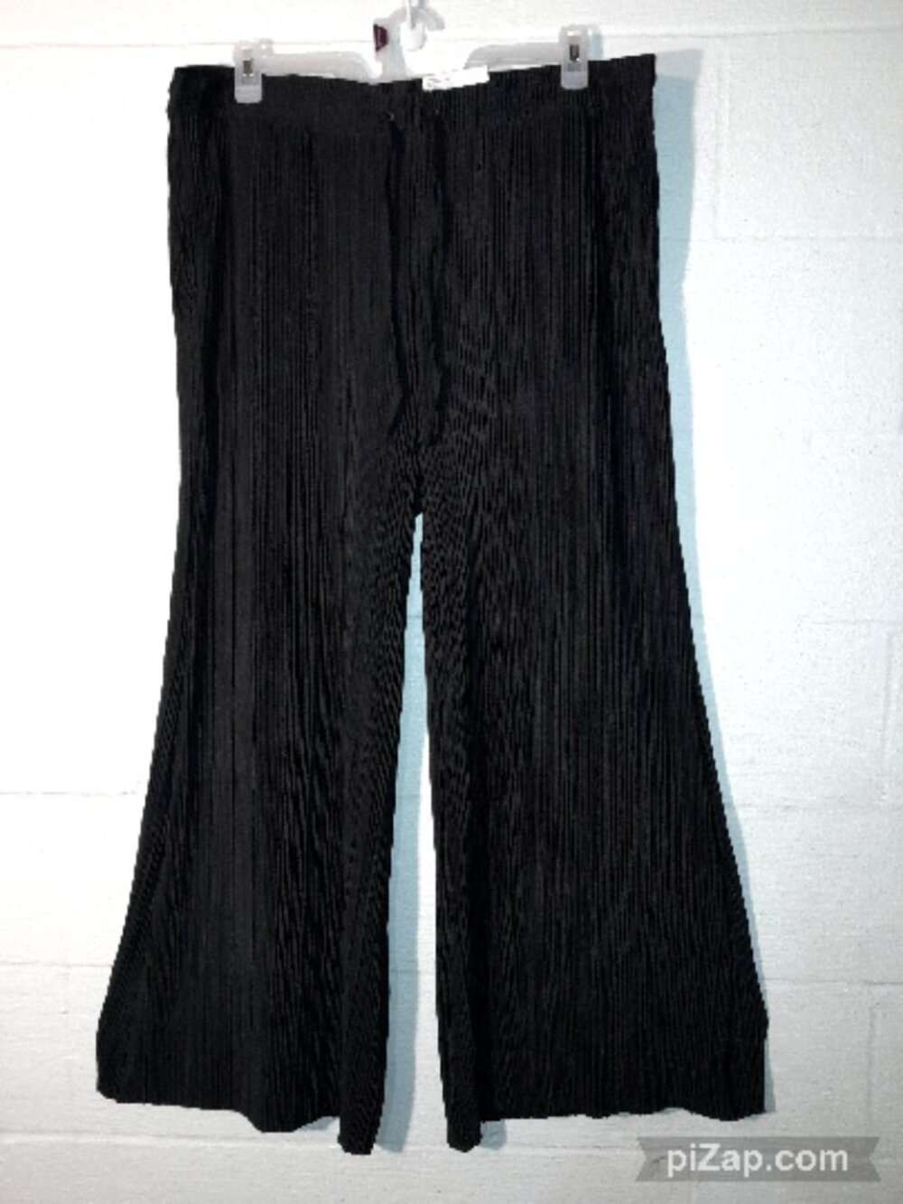 NWT Serra Women's XL Plissé Pleated Wide-Leg Pants Black Pull-On Flowy NEW